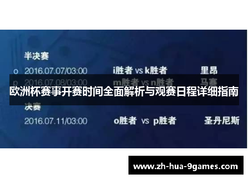 欧洲杯赛事开赛时间全面解析与观赛日程详细指南